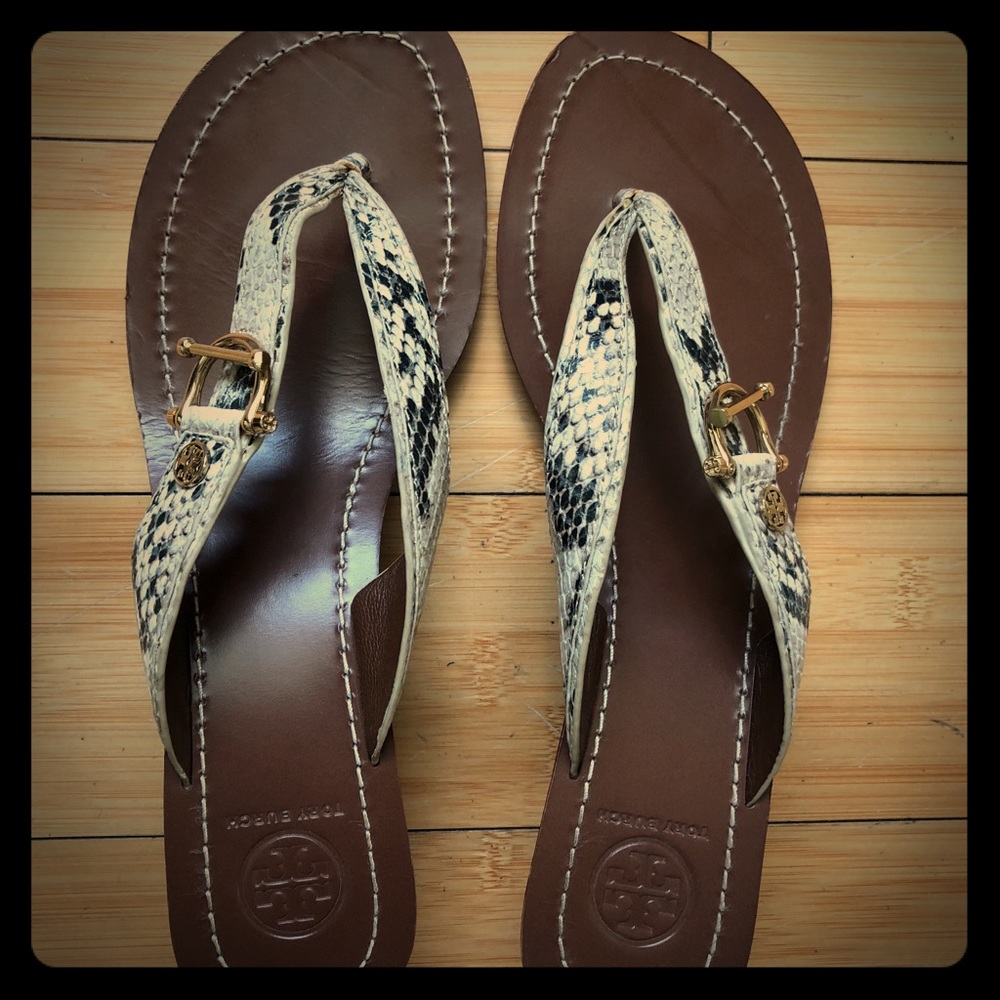Tory Burch Thong Wedges with Gold Hardware